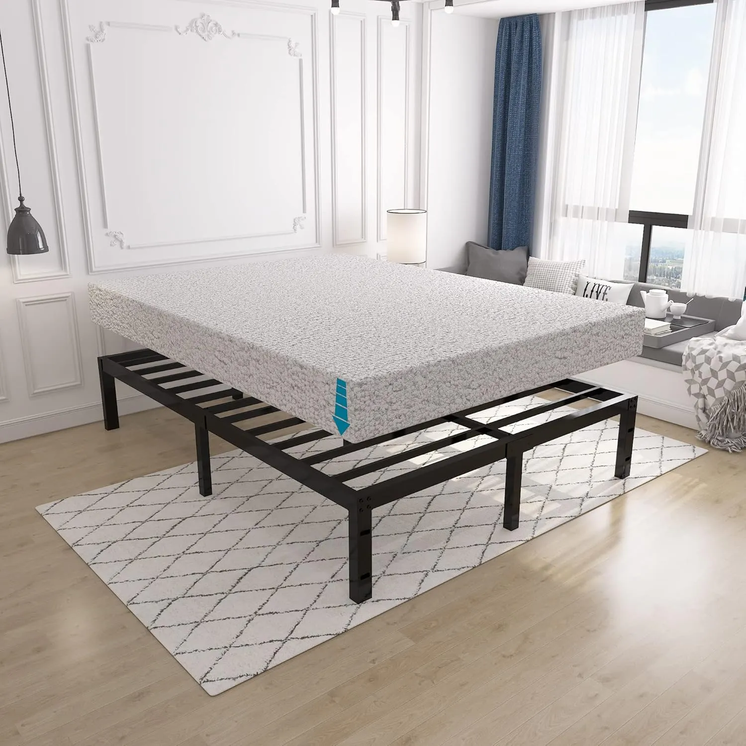 14 Inch 4000lbs Heavy Duty Support Basic Bed Frame/Mattress Foundation/Box Spring Replacement/Steel Slat Platform/Easy to Assemble/with Storage/Noise Free, Twin
