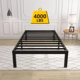 14 Inch 4000lbs Heavy Duty Support Basic Bed Frame/Mattress Foundation/Box Spring Replacement/Steel Slat Platform/Easy to Assemble/with Storage/Noise Free, Twin