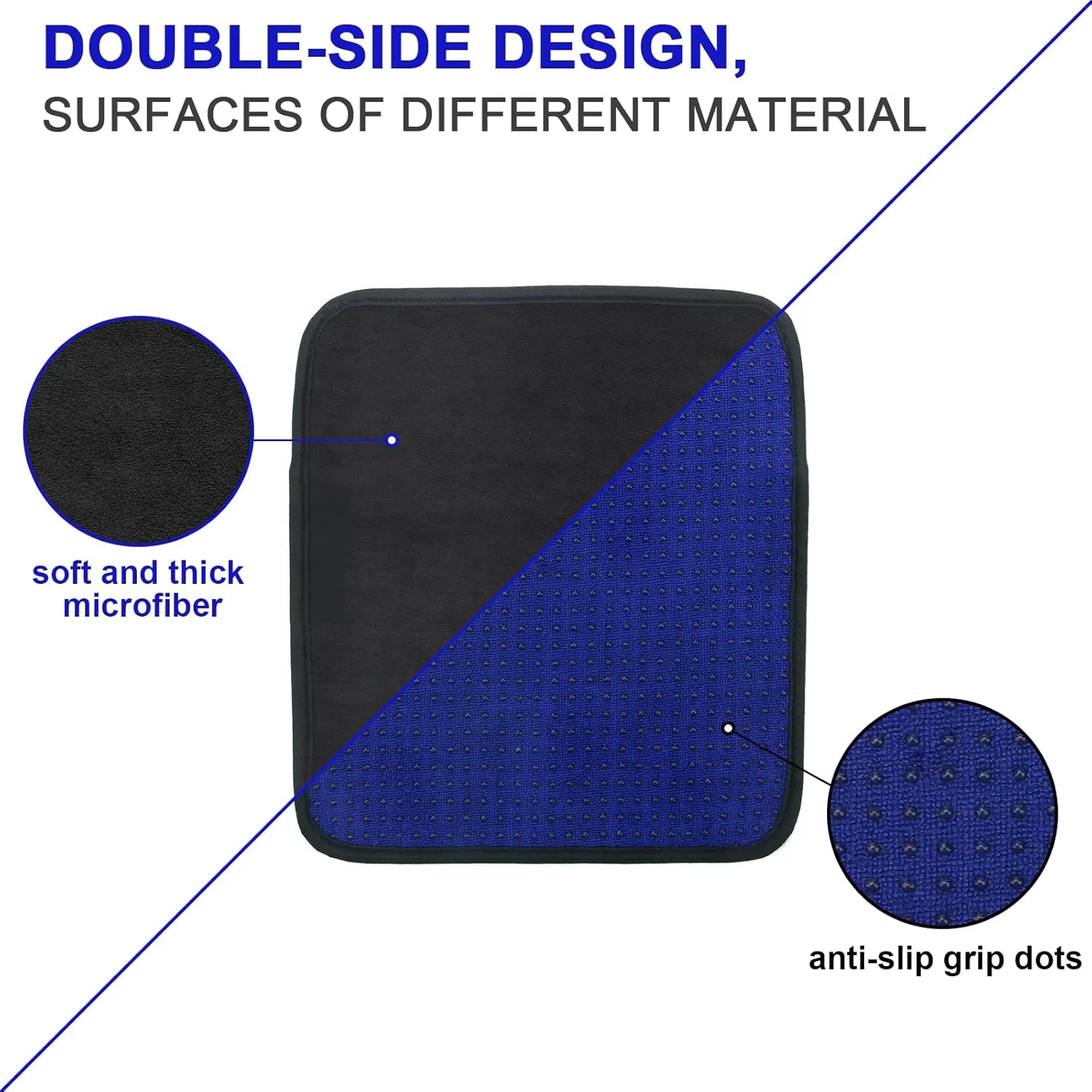 3 Pack Bowling Ball Towels, 10" x 8" Microfiber Bowling Shammy Accessories with Easy-Grip Dots Non-Slip (Blue)