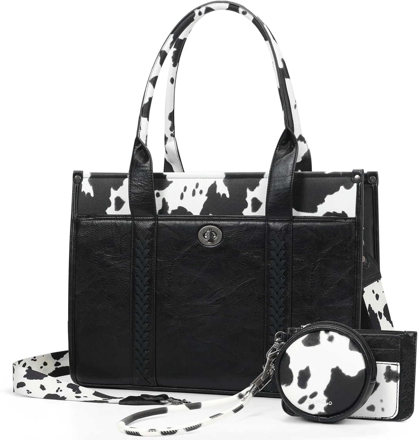 ACUARIO Tote Handbag Set, Tote Bag for Women,Western Cow Print Purse Desogmer,Top Handle Handbags