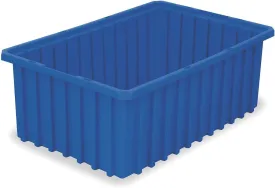 Akro-Mils 33228 Akro-Grid Plastic Slotted Dividable Modu Box Stackable Grid Storage Tote Container, (22-3/8-Inch L x 17-3/8-Inch W x 8-Inch H), (3 Pack), Blue