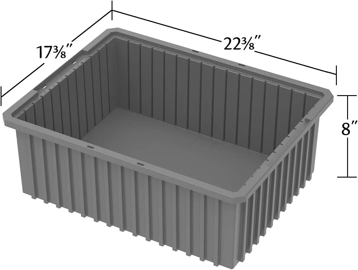 Akro-Mils 33228 Akro-Grid Plastic Slotted Dividable Modu Box Stackable Grid Storage Tote Container, (22-3/8-Inch L x 17-3/8-Inch W x 8-Inch H), (3 Pack), Blue