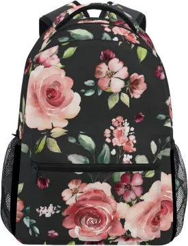 ALAZA Rose Flowers Floral Backpack Purse for Women Girls Kids Student Personalized Laptop iPad Tablet Travel School Bag with Multiple Pockets