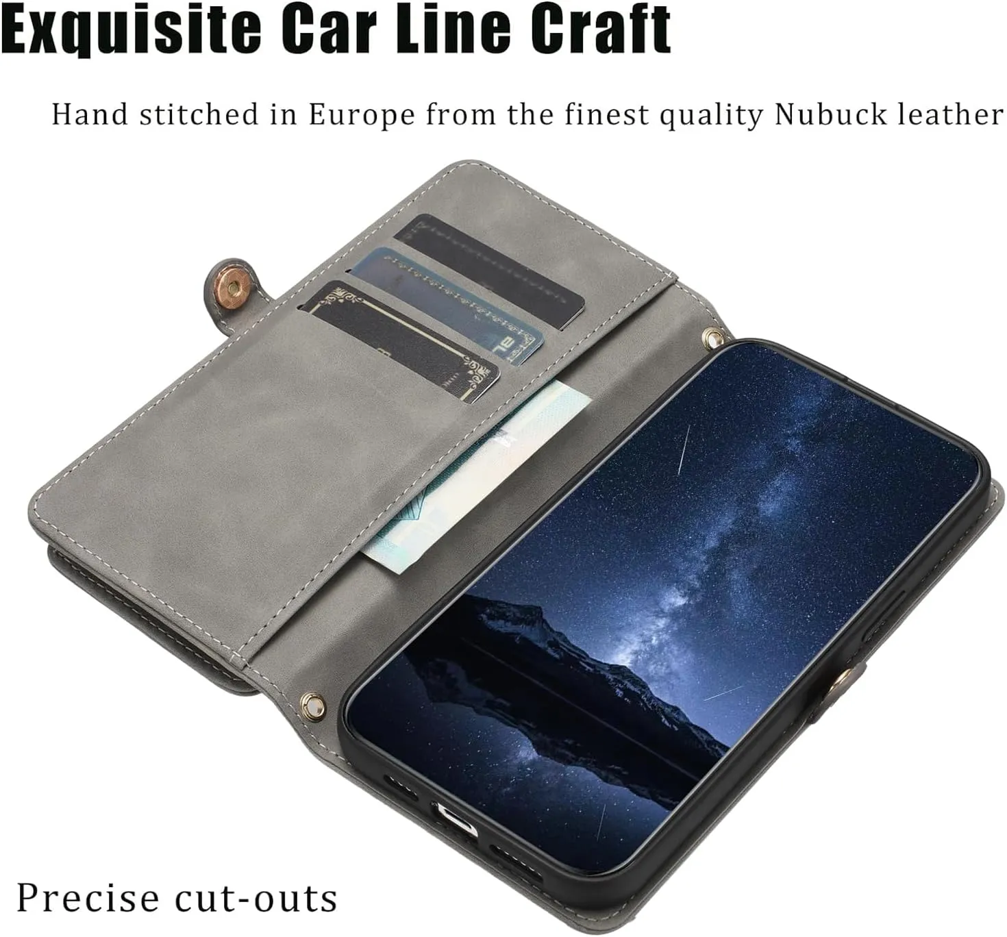 Asuwish Phone Case for Motorola Edge  Plus 2022/Edge X30/30 Pro Zipper Wallet Cell Cover with Tempered Glass Screen Protector Crossbody Strap Flip Credit Card Holder Slot Moto Edge   5G UW Women Gray