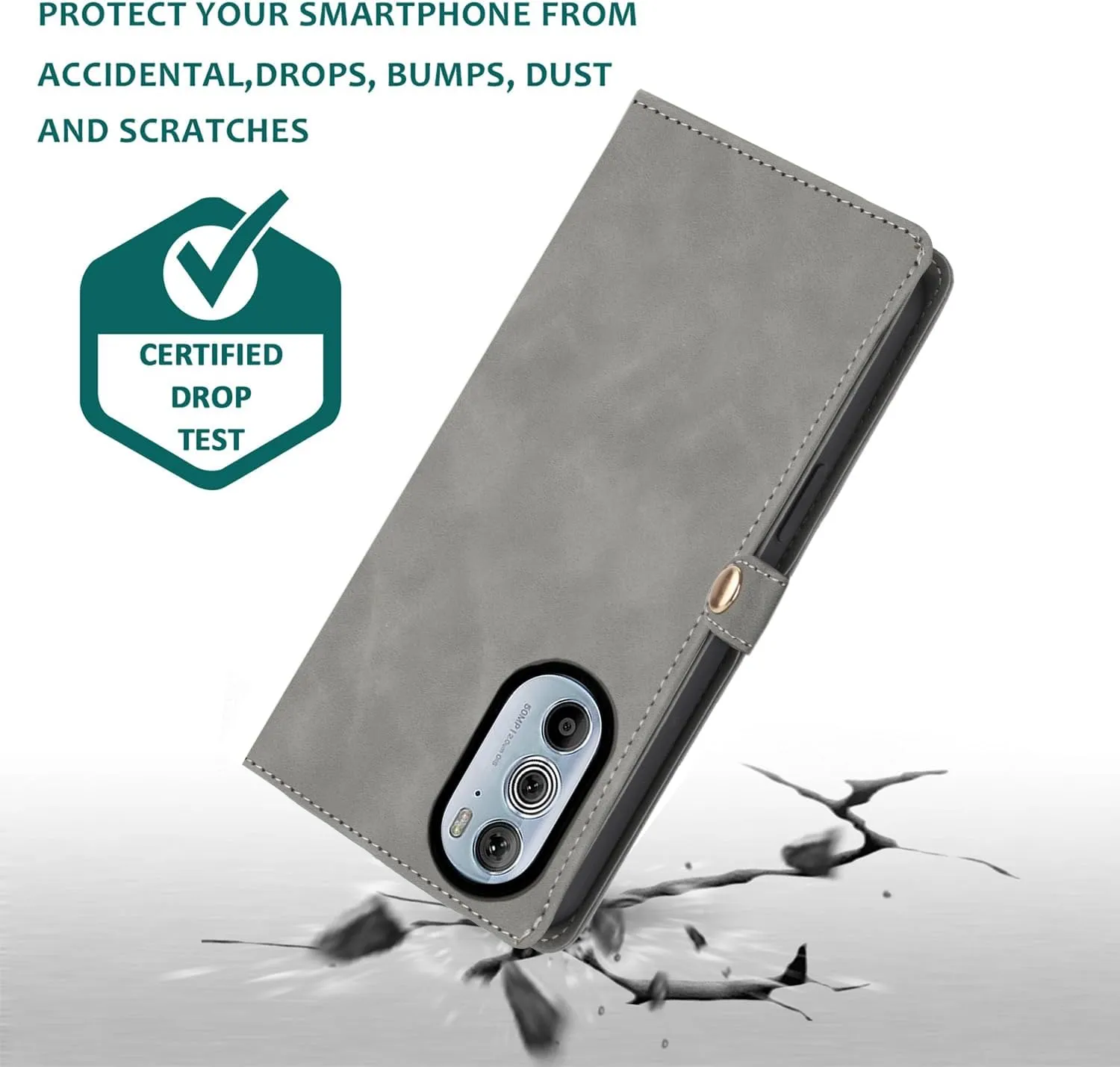 Asuwish Phone Case for Motorola Edge  Plus 2022/Edge X30/30 Pro Zipper Wallet Cell Cover with Tempered Glass Screen Protector Crossbody Strap Flip Credit Card Holder Slot Moto Edge   5G UW Women Gray