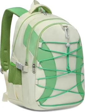 BLUEFAIRY Middle High School Backpack for Boys Girls Large Bookbag with Laptop Compartment Back to School Book Bags for Teens Teenagers Mochilas Escolares para Nios Nias (Cloud White/Green, Solid)
