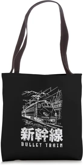 Bullet Train Shinkansen Blueprint Japanese Kanji Souvenir Tote Bag