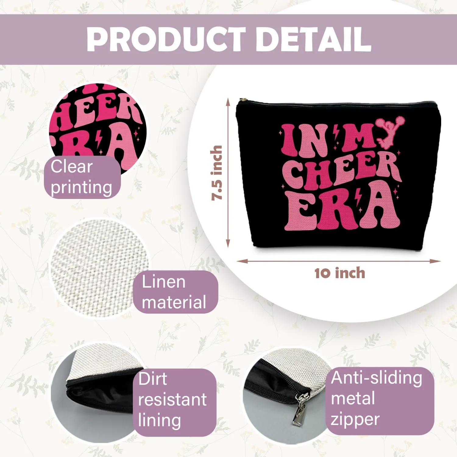 Cheer Makeup Bag Pouch - In My Cheer Era Hot Pink Cosmetic Bag, Perfect Cheerleader Gifts & Accessories