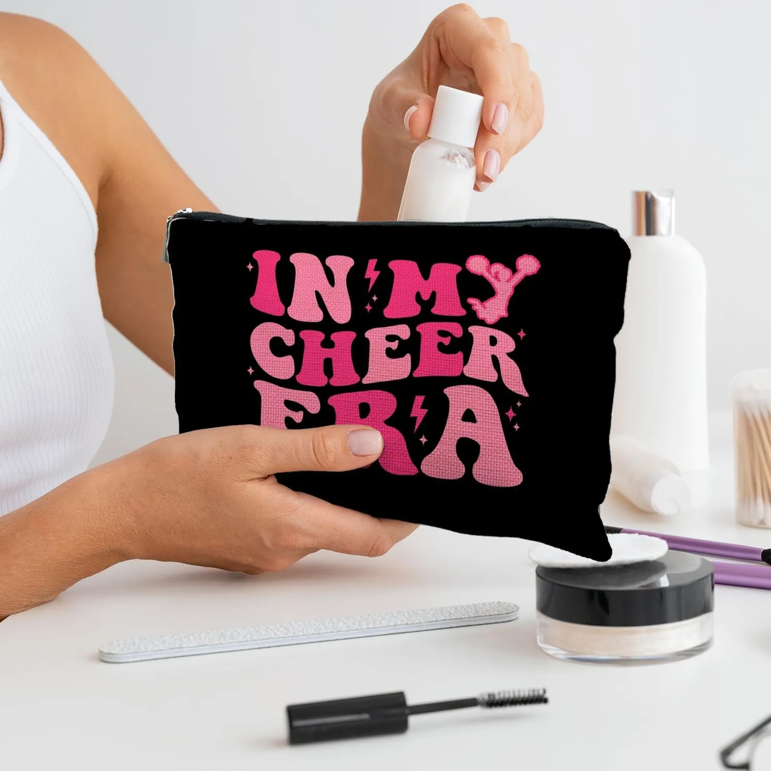 Cheer Makeup Bag Pouch - In My Cheer Era Hot Pink Cosmetic Bag, Perfect Cheerleader Gifts & Accessories