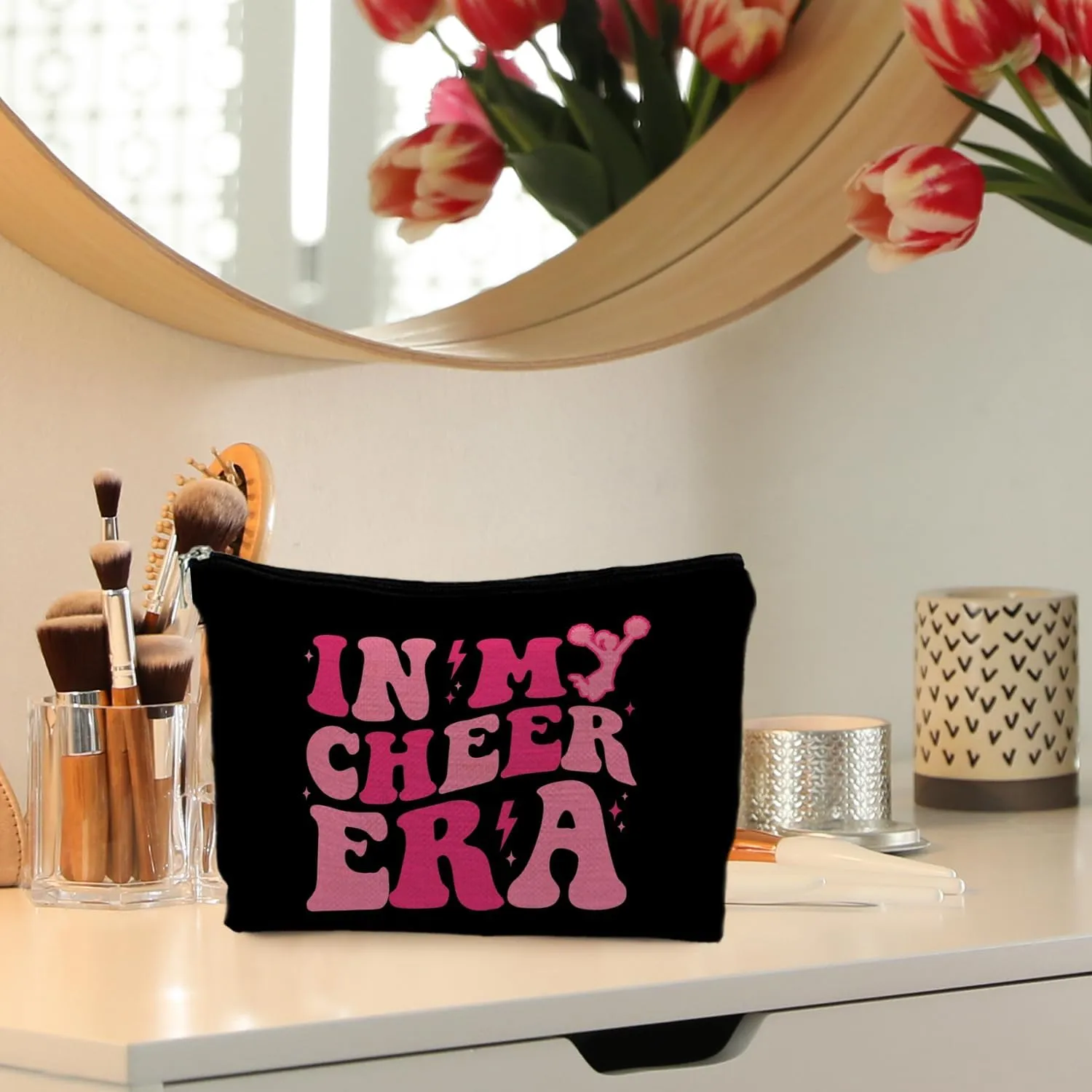 Cheer Makeup Bag Pouch - In My Cheer Era Hot Pink Cosmetic Bag, Perfect Cheerleader Gifts & Accessories