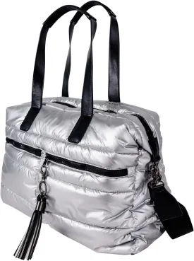Citi Collective Gallery Weekender Bags for Women-Silver | Versatile Work Bag | Travel Bag with Adjustable Straps for women | Laptop sleeve inside comes with bonus shoe bag & more