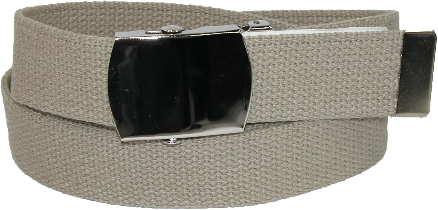 CTM Big & Tall Cotton Belt with Nickel Finish Buckle (Pack of 3)