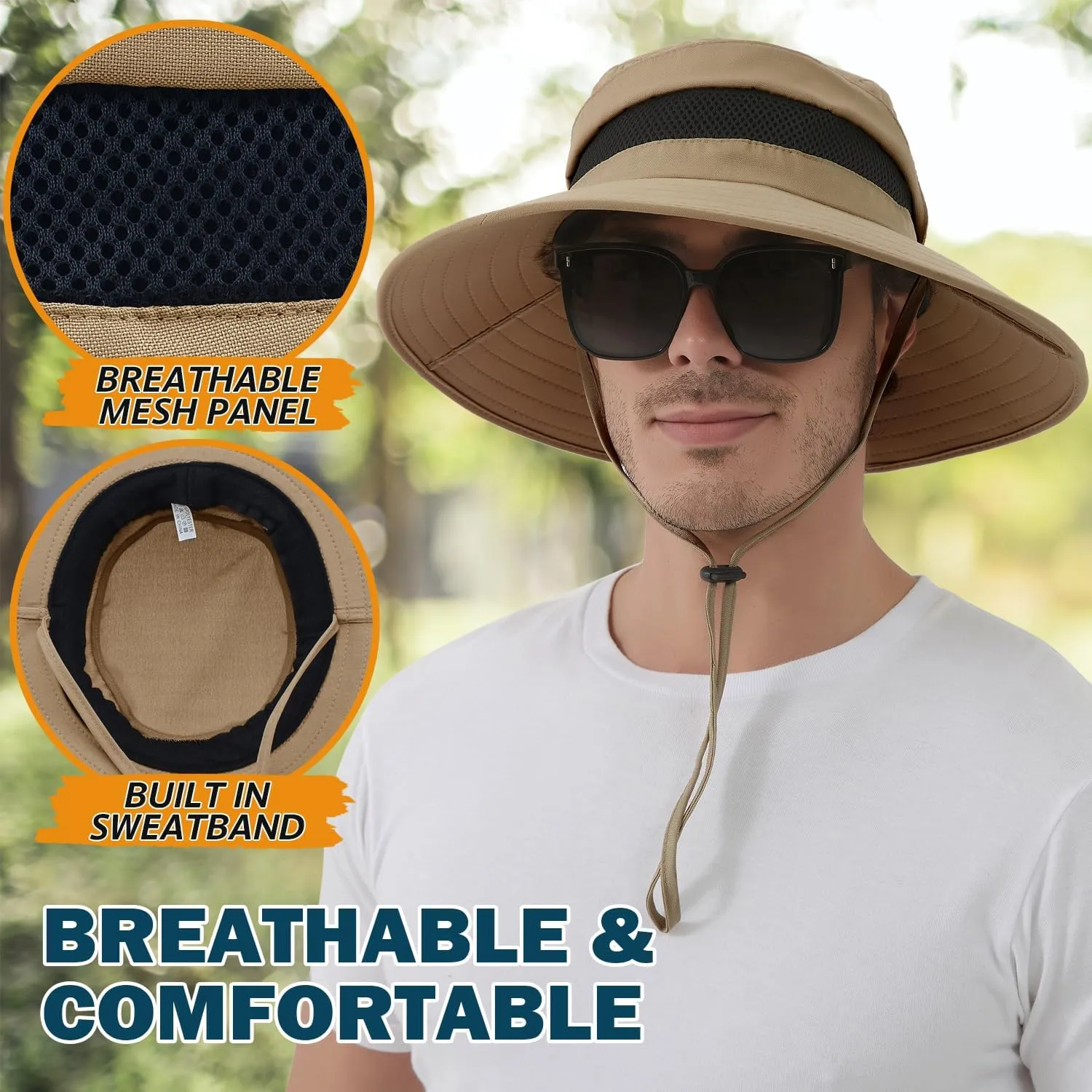 EINSKEY Waterproof Sun Hat for Men Women, UPF 50  UV Protection Wide Brim Packable Hat for Fishing Hiking Garden Safari Beach