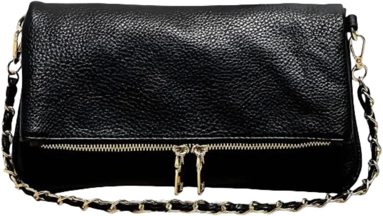 Foldover Crossbody Bags for Women, Vegan Leather Clutch Purse Retro Underarm Shoulder Evening Handbag