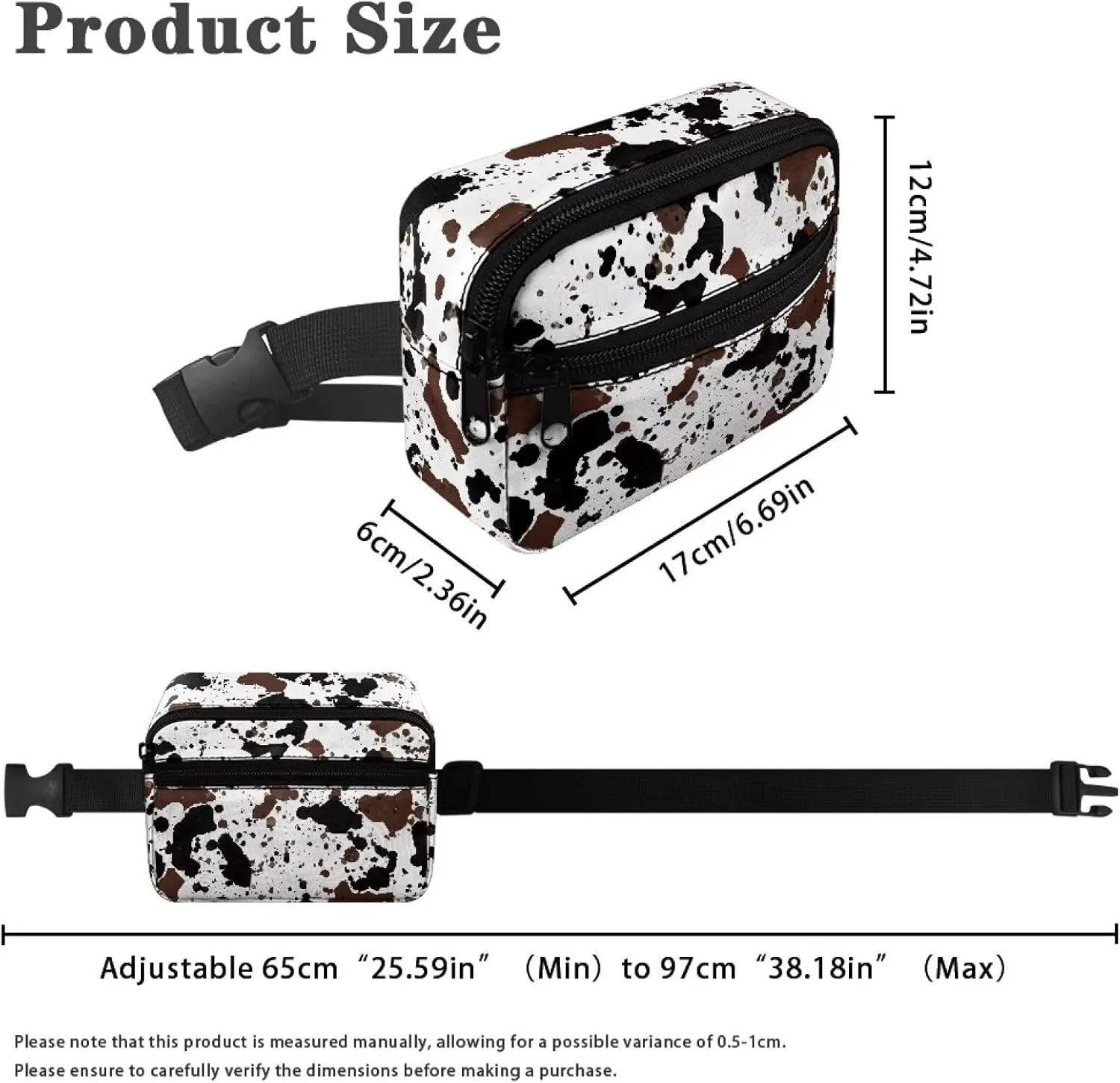 FOR U DESIGNS Fanny Packs for Kids Cow Print Cute Waist Pack Girls Belt Bag with Adjustable Strap for Running Hiking Travel Workout Gym Crossbody Bag