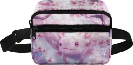 FOR U DESIGNS Girls Fanny Pack Purses Pink Fashion Waist Packs Axolotl Print Belt Bag with Adjustable Strap Zipper Pockets Cross Body Bag
