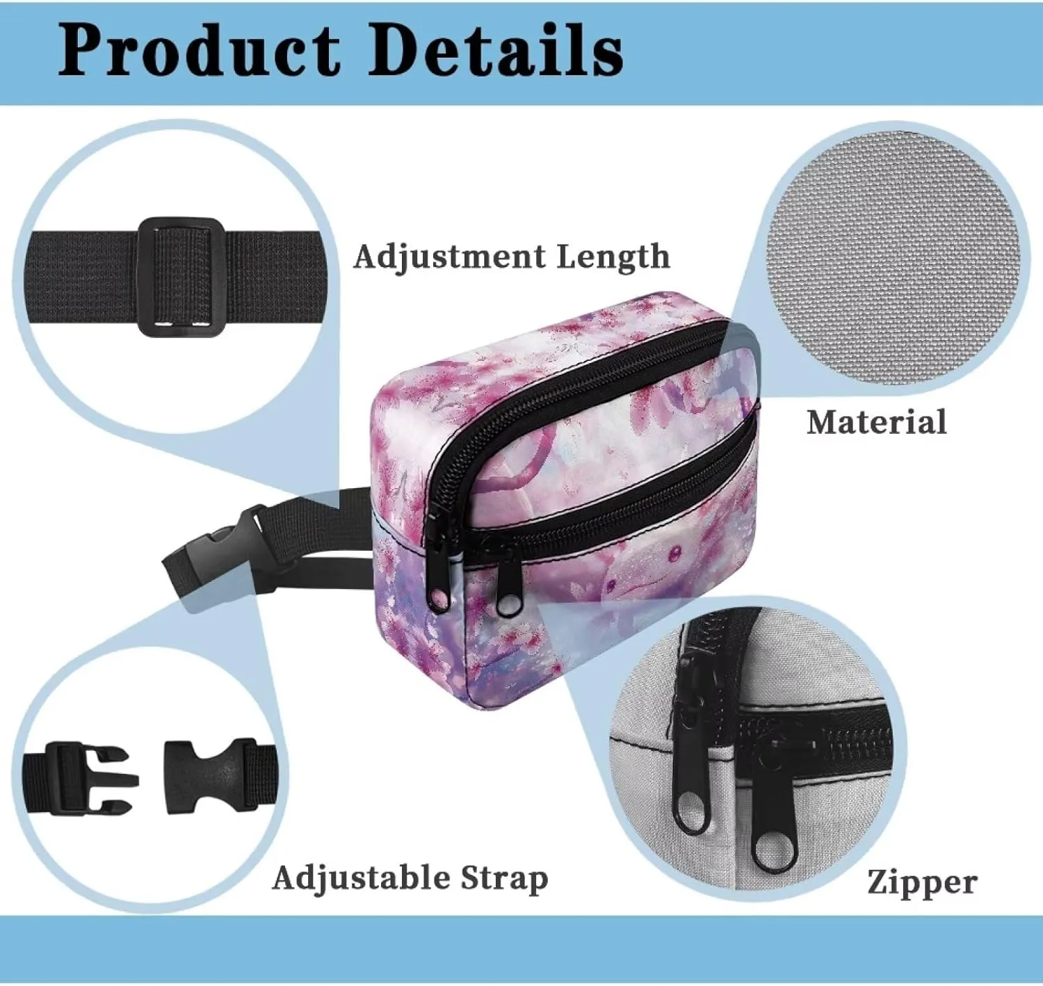 FOR U DESIGNS Girls Fanny Pack Purses Pink Fashion Waist Packs Axolotl Print Belt Bag with Adjustable Strap Zipper Pockets Cross Body Bag