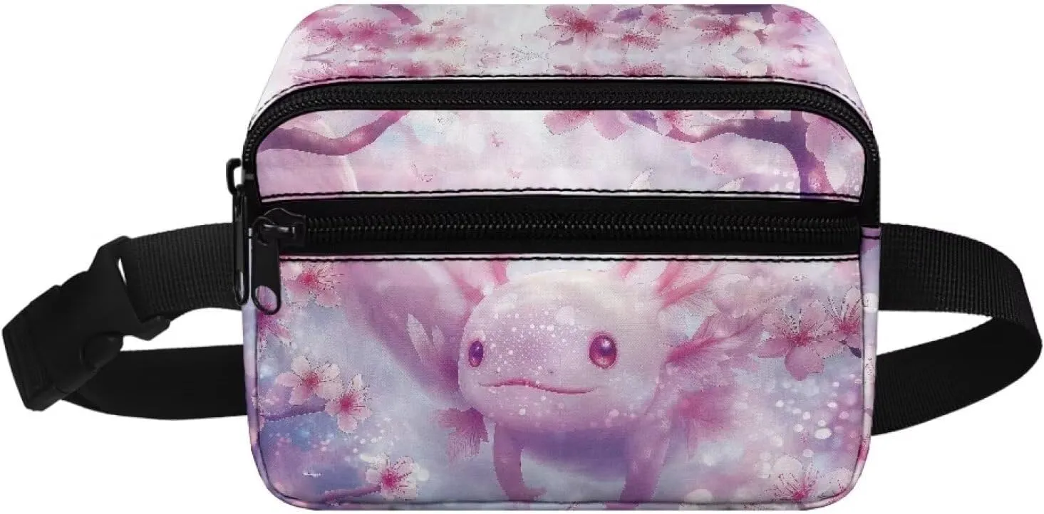 FOR U DESIGNS Girls Fanny Pack Purses Pink Fashion Waist Packs Axolotl Print Belt Bag with Adjustable Strap Zipper Pockets Cross Body Bag