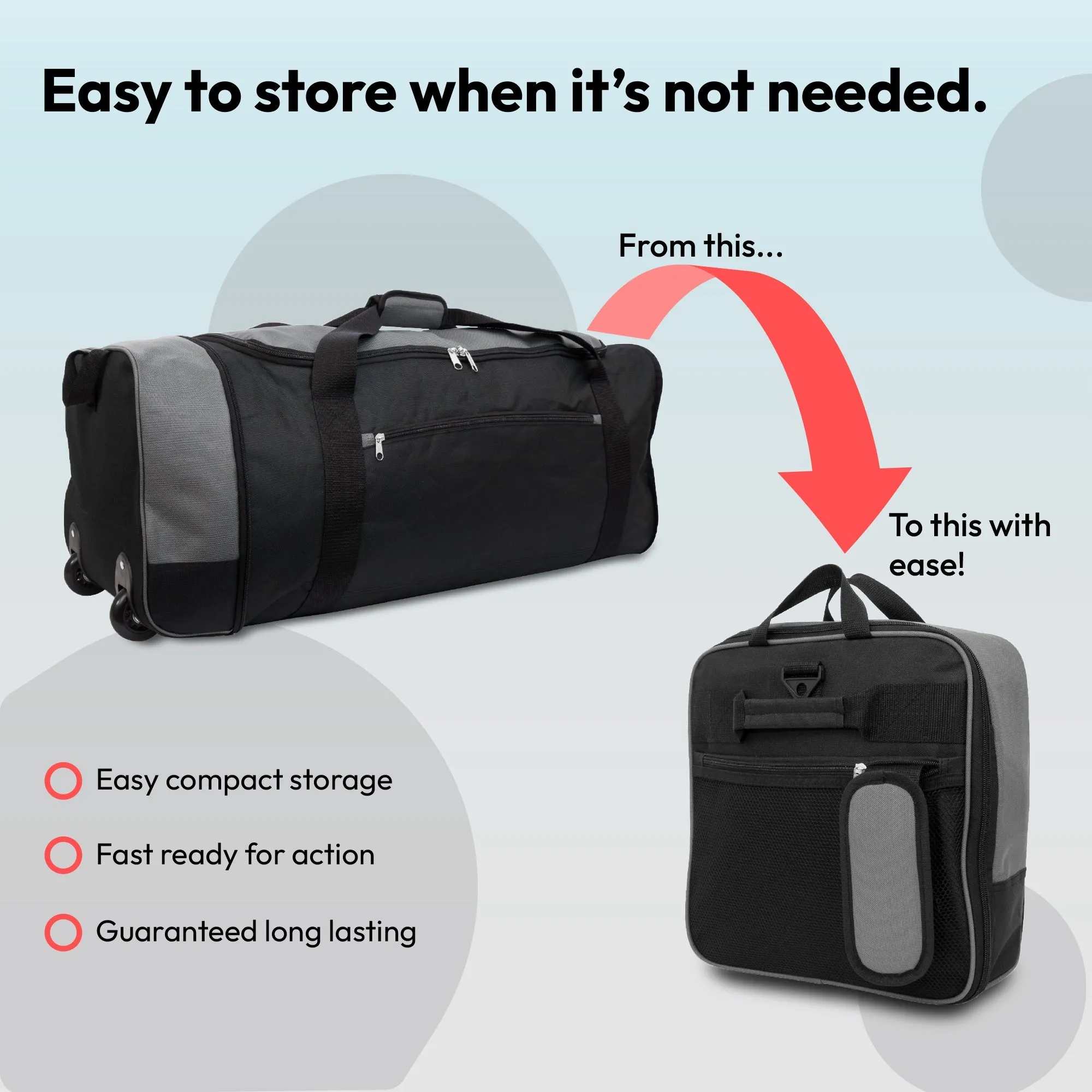 Large Travel Bag With Wheels (Grey) - iN Travel