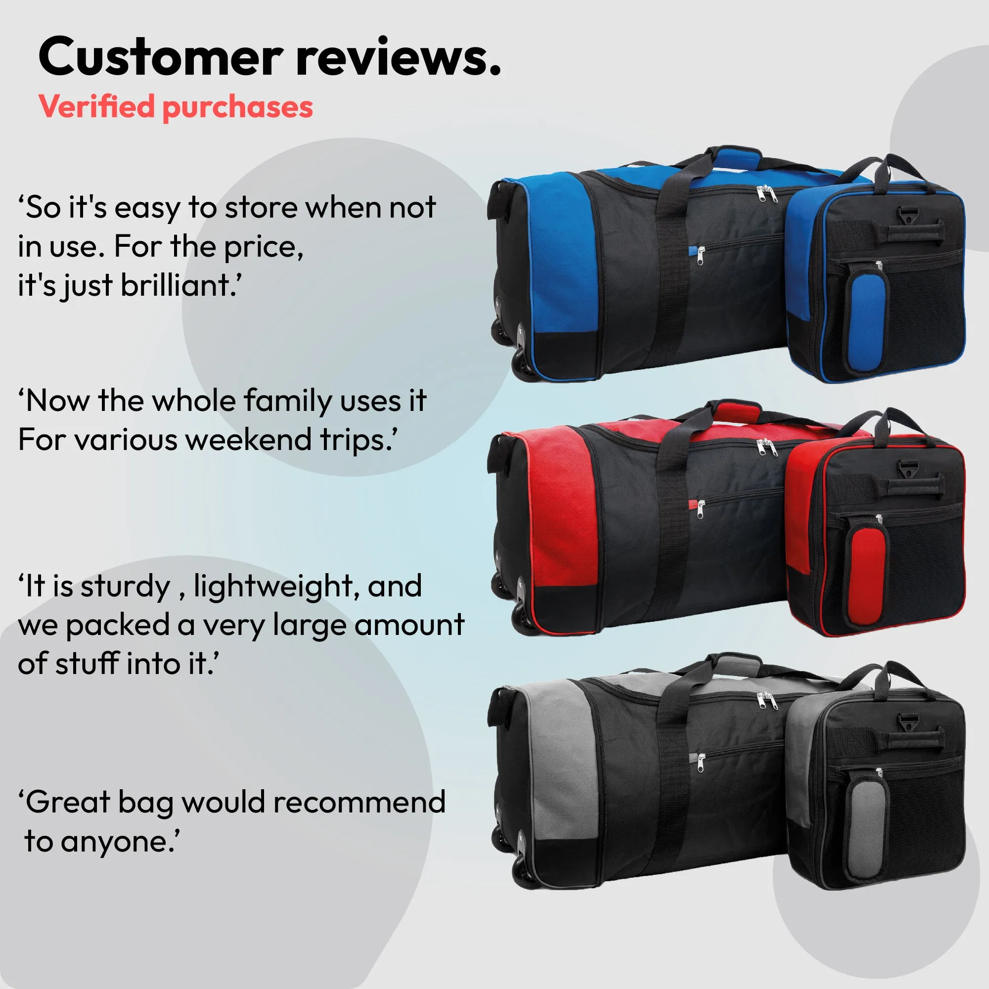 Large Travel Bag With Wheels (Grey) - iN Travel