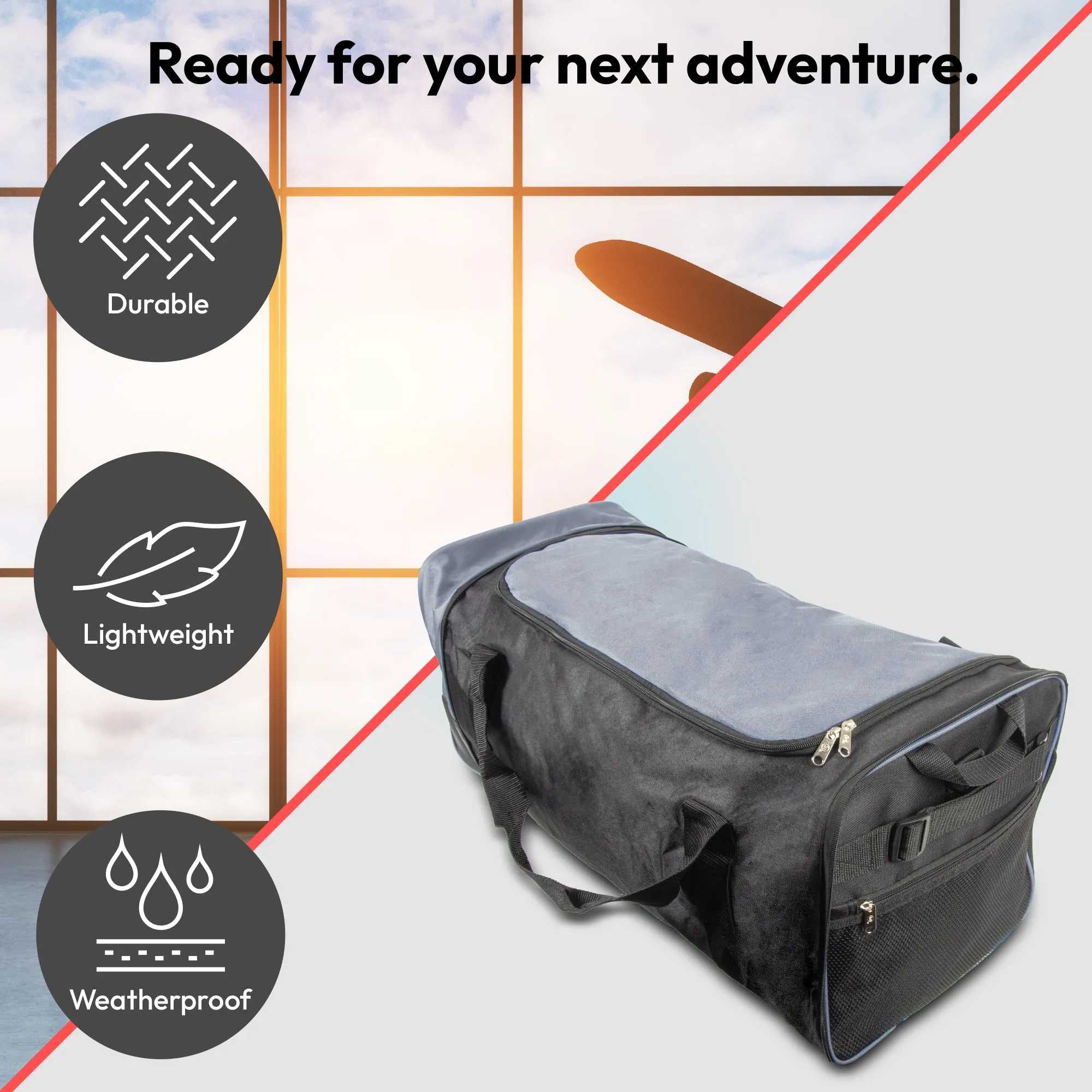 Large Travel Bag With Wheels (Grey) - iN Travel