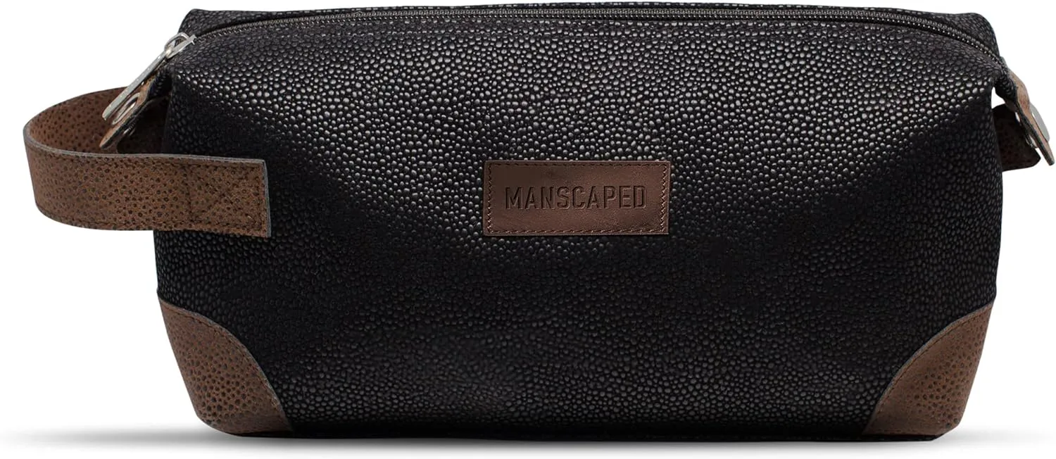 MANSCAPED The Shed Men's Premium Quality Toiletry Bag, PU Leather Dopp Kit, Bathroom Travel Bag, Shaving Kit Case, Trimmer Tool Organizer