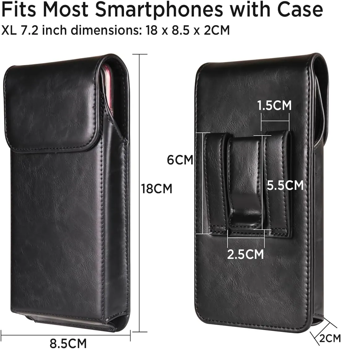 Miimall Phone Belt Case for Galaxy S25 Ultra S24 Ultra S23 Ultra S22 Ultra 5G, Google Pixel 9 Pro XL Pixel 8 Pro Pixel 7, Moto G Stylus 5G, Universal Cell Phone Pouch for Smartphone, Black-X-Large