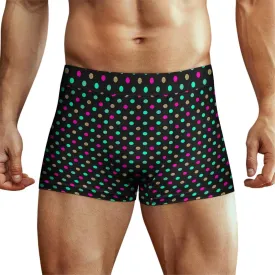 Neon Dot Grid Print Mens Underwear, Soft Boxers for Men, Moisture-Wicking Breathable Boxer Briefs