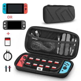 Nitho Switch Carrying Case for Gamer Gift, Waterproof Protective Case for Switch & Switch Lite, Travel Portable Hard Cover Bag with Pockets for Accessories & 10 Games Card Slots, Black