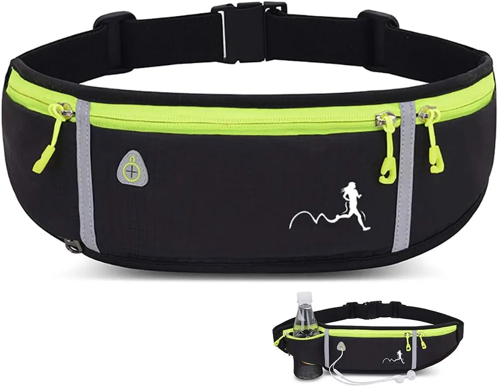 Peicees Fanny Pack for Men Women Bottle Holder Bag Waterproof Running Pouch Belt Waist Pack for Gym Travel, Adjustable Reflective Phone Holder for iPhone 13 12 11 Pro Max Samsung Galaxy S20 S10