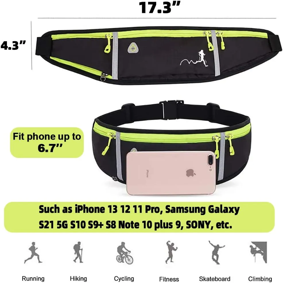 Peicees Fanny Pack for Men Women Bottle Holder Bag Waterproof Running Pouch Belt Waist Pack for Gym Travel, Adjustable Reflective Phone Holder for iPhone 13 12 11 Pro Max Samsung Galaxy S20 S10