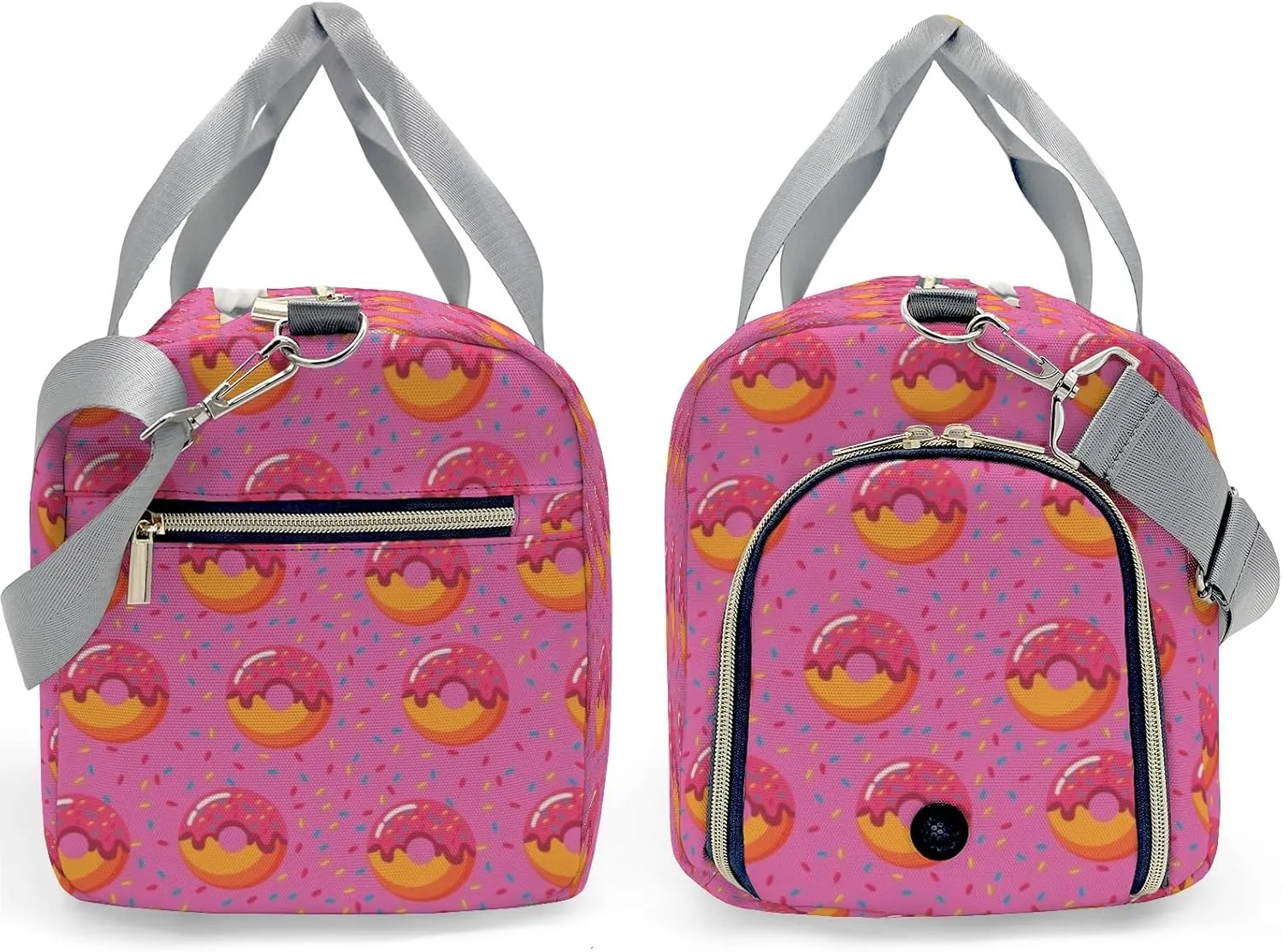 Personalized Duffel Bag Pink Donuts Customized Multi-Function Travel Bag Gym Sports Bag Dance Bag Women Men Carry On Weekend Bags
