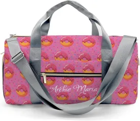 Personalized Duffel Bag Pink Donuts Customized Multi-Function Travel Bag Gym Sports Bag Dance Bag Women Men Carry On Weekend Bags