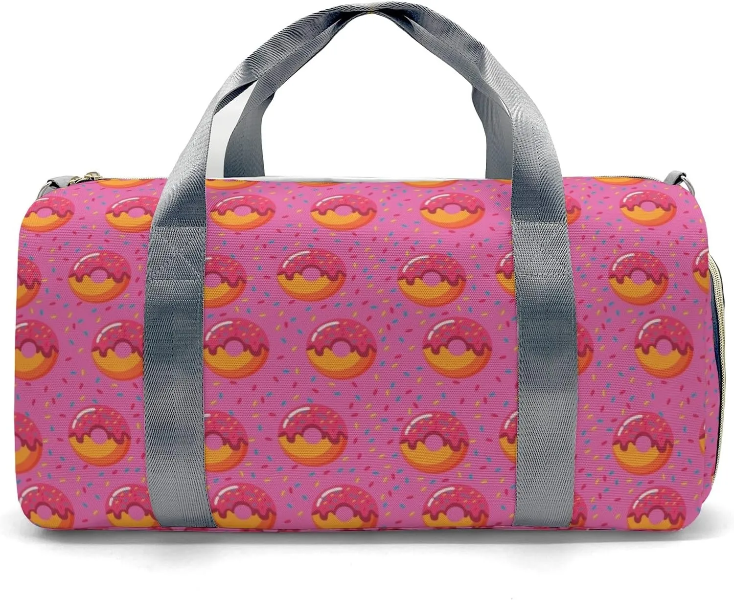 Personalized Duffel Bag Pink Donuts Customized Multi-Function Travel Bag Gym Sports Bag Dance Bag Women Men Carry On Weekend Bags