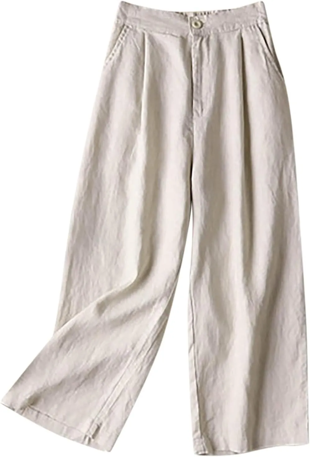 PTOLOCIF Petite Linen Pants for Women Summer Baggy Boho Casual Palazzo Pants Wide Leg Long Lounge Trousers with Pockets