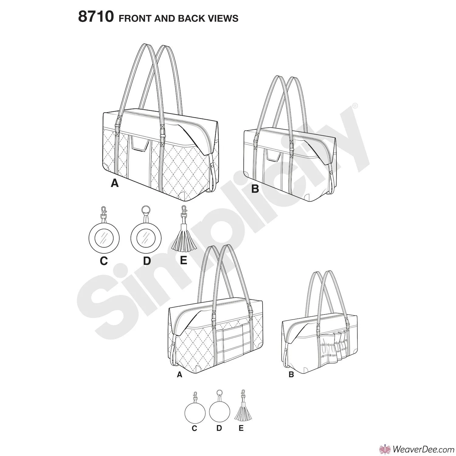 Simplicity Pattern S8710 Luggage Bags, Key Ring & Tassel