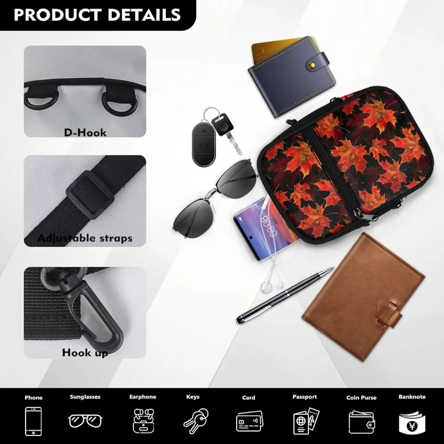 Small Messenger Bag for Women Men Sling Bag Crossbody Purse Wallet Purse Cell Phone Crossbody Bag
