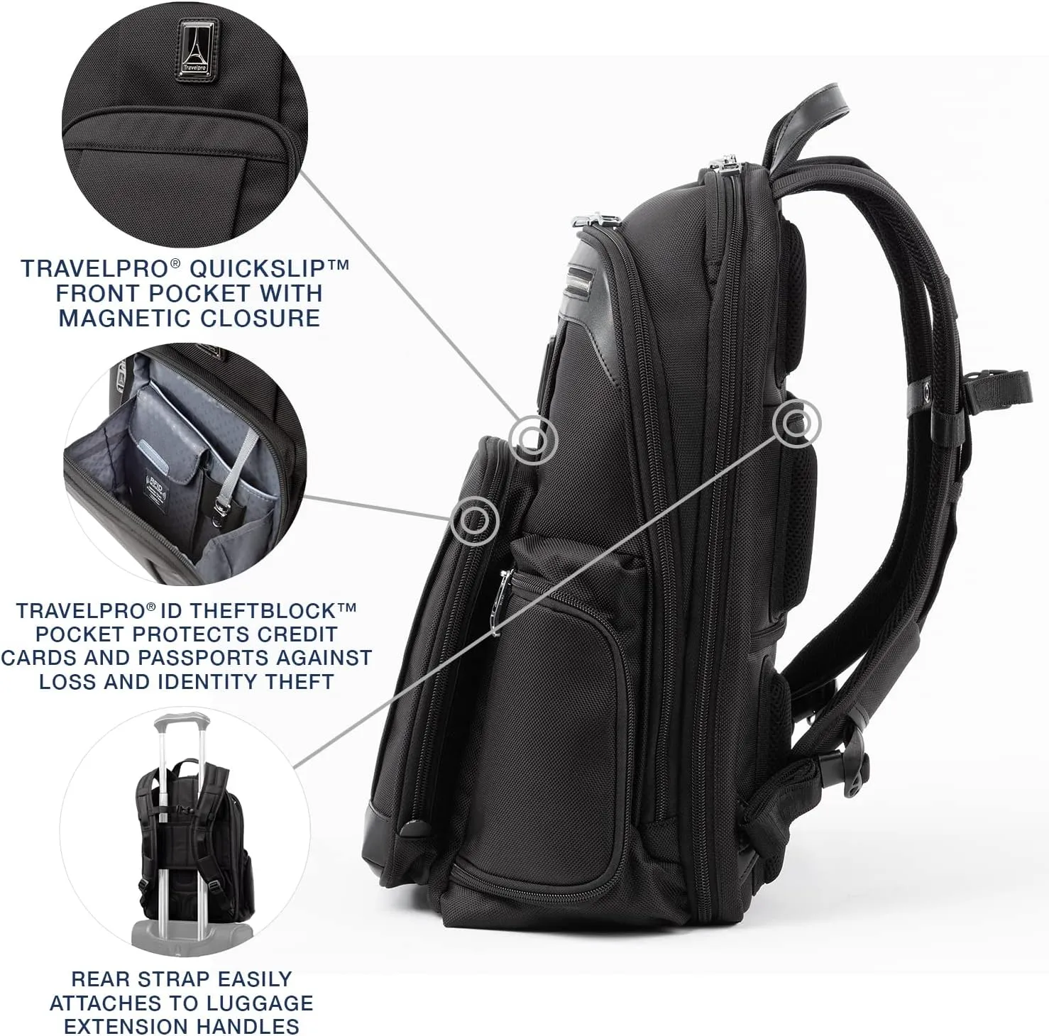 Travelpro Platinum Elite Business Laptop Backpack, Fits up to 17.5 Inch Laptop, Work, Travel, Men and Women, Shadow Black