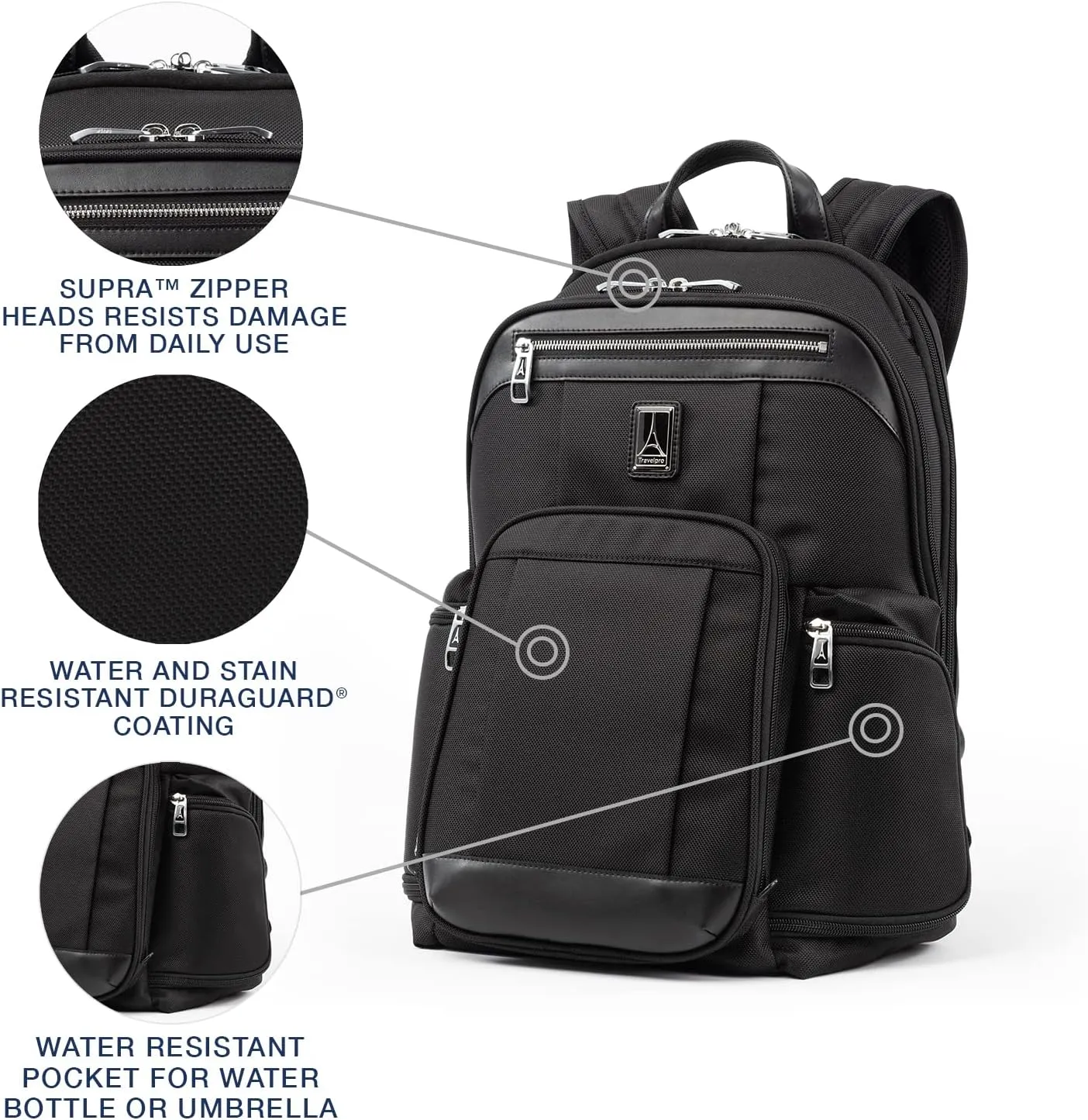 Travelpro Platinum Elite Business Laptop Backpack, Fits up to 17.5 Inch Laptop, Work, Travel, Men and Women, Shadow Black