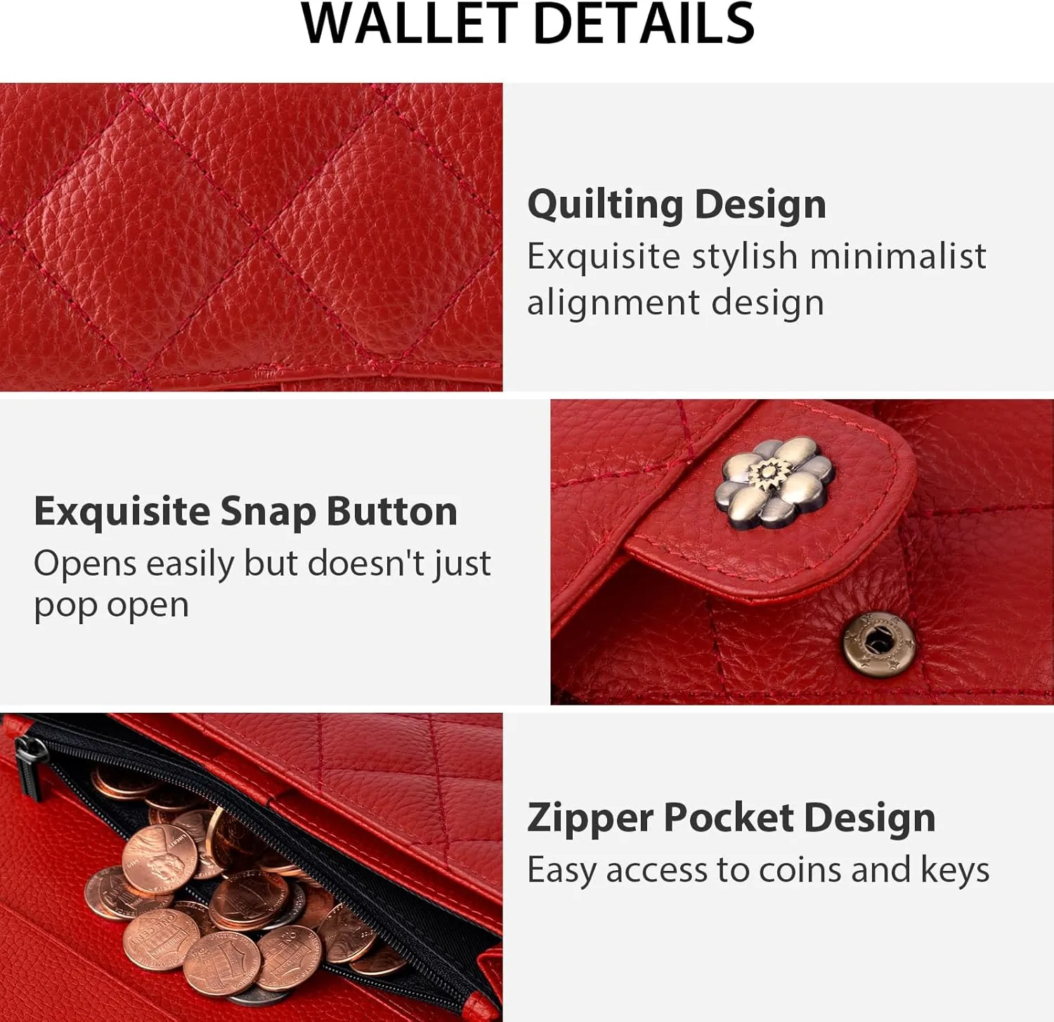 Wallet Women RFID Blocking Leather Large Capacity Credit Card Holder Trifold Ladies Clutch Zipper Long Purse