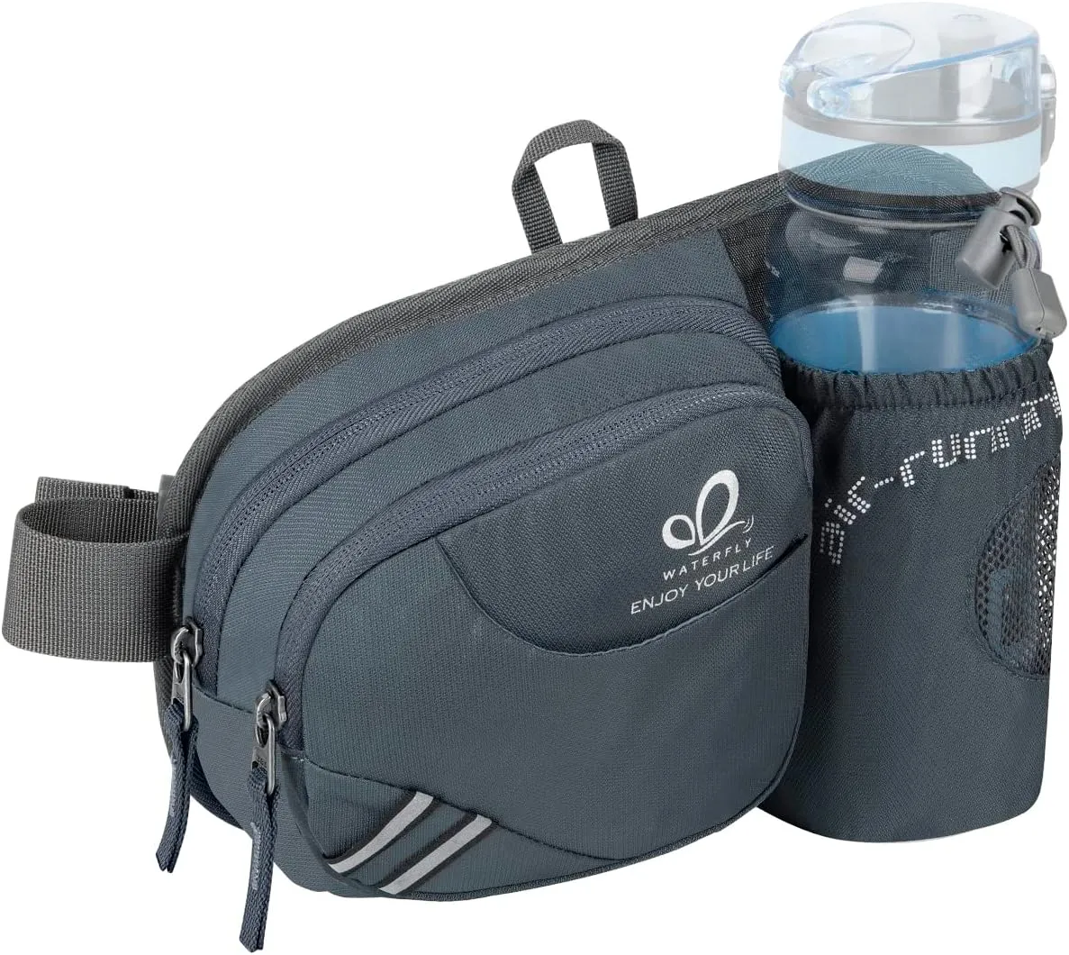 WATERFLY Fanny Pack Waist Bag: Waist Pack for Women Men with Water Bottle Holder Hiking Fanny Pack for Running Walking DogWalking Travel Cycling