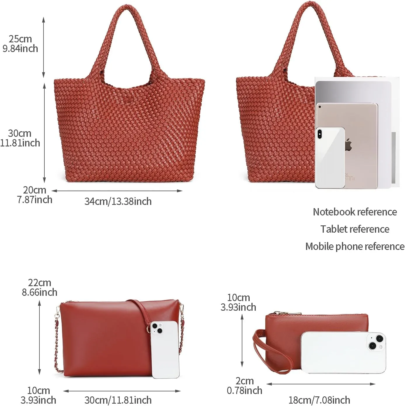 Woven Tote Bag for Women Large Fashion Summer Beach Tote Bagsand Purses Braided Bags Three piece women's bag set