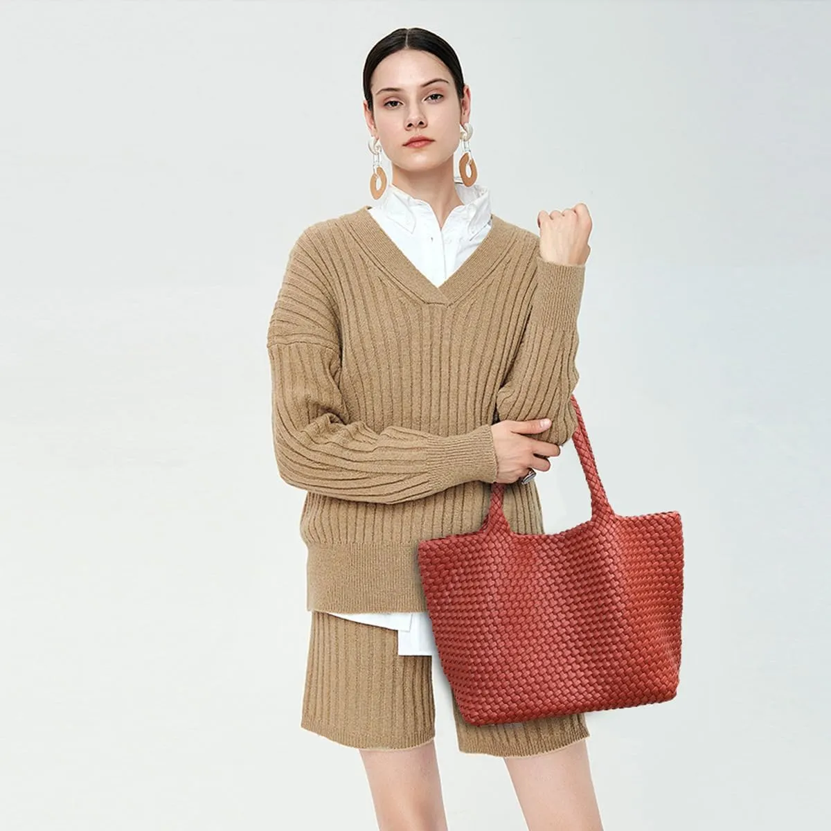Woven Tote Bag for Women Large Fashion Summer Beach Tote Bagsand Purses Braided Bags Three piece women's bag set