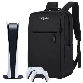 ZLDYPINK Travel Carrying Backpack for PS5, Storage Bag Case Compatible with Playstation 5 Console for Game Disc, Controllers and Gaming Accessories